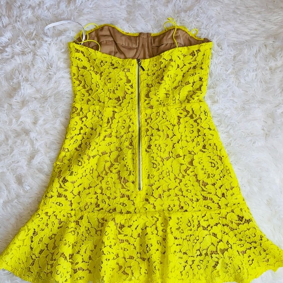 White Fox Venice Lace Mini Dress Citrus Yellow - Picture 3 of 8